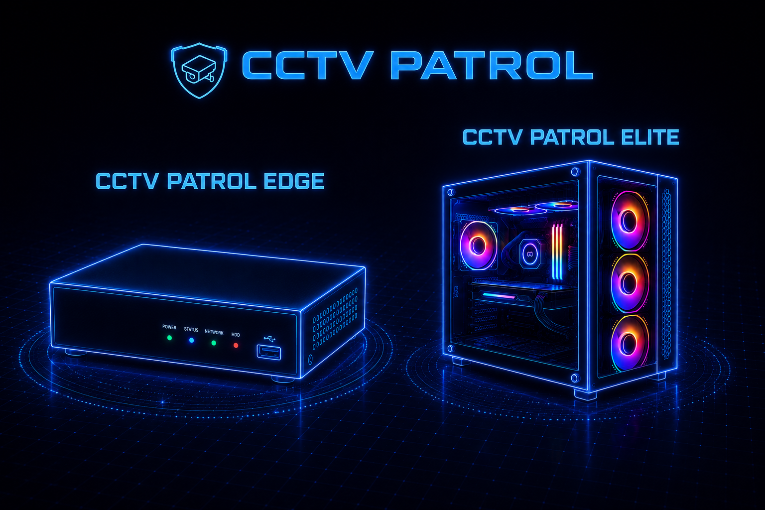 CCTV Patrol Edge and CCTV Patrol Elite devices - AI-powered hardware that turns existing CCTV cameras into an intelligent business monitoring system